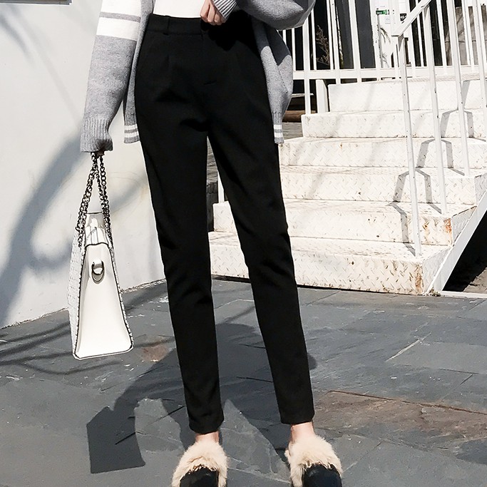 【M050842】西裝褲 韓版寬鬆毛呢九分西裝褲 哈倫褲長褲 1色 F