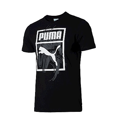 PUMA-男性流行系列Logo Box短袖T恤-黑色-亞規