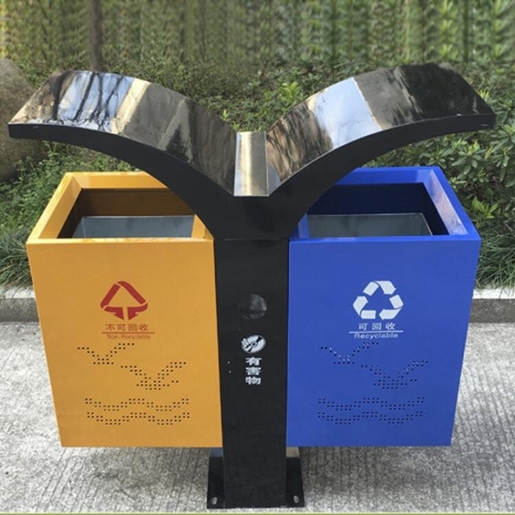 垃圾桶 古靈戶外垃圾桶雙桶果皮箱室外分類大號環衛果殼箱小區物業垃圾筒 JD【小天使】