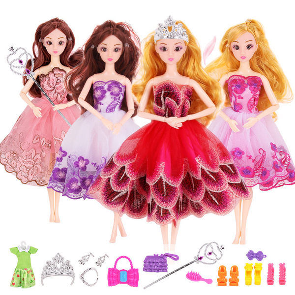 3D真眼美瞳換裝洋娃娃長裙公主車載禮服過家家女孩派對玩具套裝