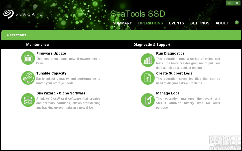 OPERATIONS 頁面集合多種管理功能