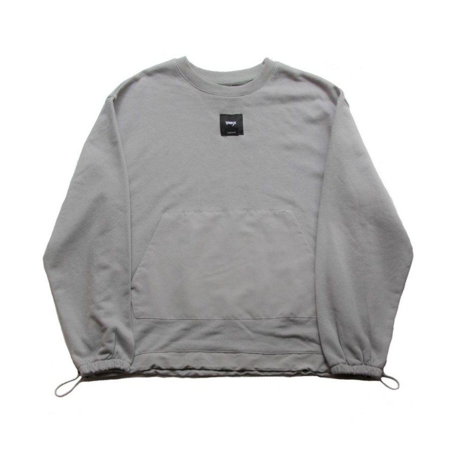 PUNX 19AW SPLIC CREWNECK / GREY 異材質拼接剪裁大學TEE - 全面料毛巾底/全棉質&聚酯纖維拼接- 前下擺拼接口袋材質聚酯纖維- 下擺部分拼接束帶抽繩聚酯纖維- 品牌車