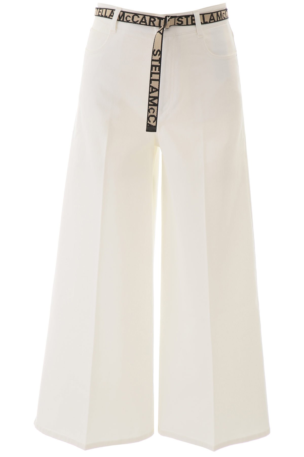 Stella McCartney five pocket jeans made from organic cotton stretch denim, embellished with fabric b