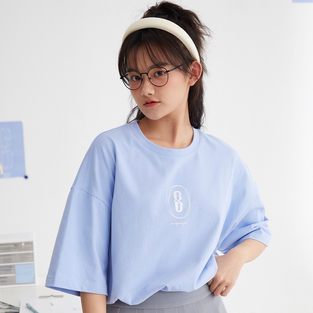 【361°】男女同款圓領短T(XS-L_霽風藍) | 軌跡2.0系列 龔俊同款 熱愛不畢業 情侶裝