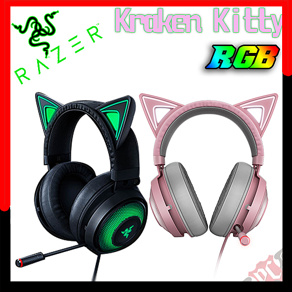 •貓咪造型設計 •支援 RAZER CHROMA 功能的功能的貓耳與耳罩