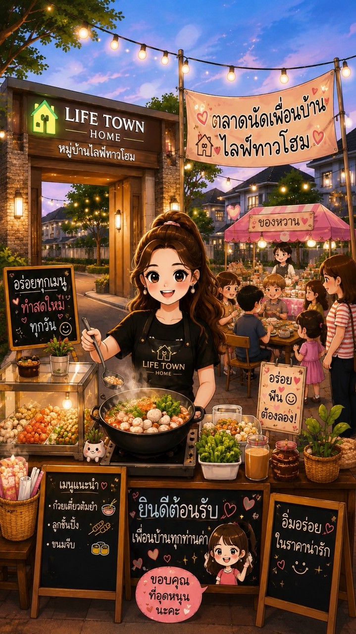 ค้าขายอาหาร@หมู่บ้านไลฟ์ทาวโฮม🍜🥯🍳🥤🍣🍧🍝
