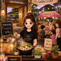 ค้าขายอาหาร@หมู่บ้านไลฟ์ทาวโฮม🍜🥯🍳🥤🍣🍧🍝