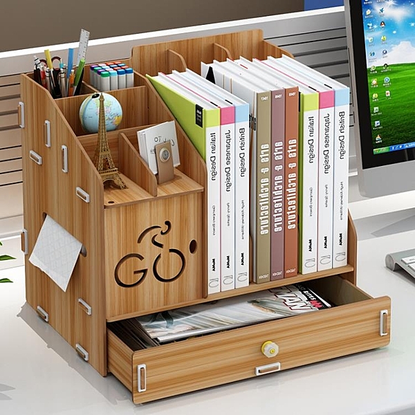 文件夾收納盒辦工桌置物架辦公用品桌面收納盒抽屜多層木質文件架
