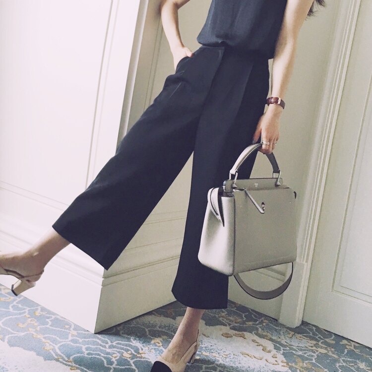 雪紡七分褲 雪紡寬管褲女夏季薄款高腰垂感飄逸九分墜感休閒褲七分寬鬆直筒褲【顧家家】