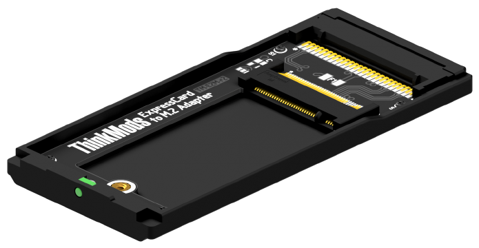 ThinkMods: ExpressCard NVMe Adapter 正式版本預計挖空轉接電路板，並採用 low-profile M.2 插槽連接器，如此便可支援 M.2 2242 NVMe SSD 雙面上料版本，並於 ExpressCard 外露區域安裝1個讀寫指示燈。