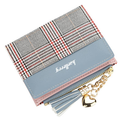 AmaZing 潮流千鳥十字紋豐富內裡短夾 (4色任選)