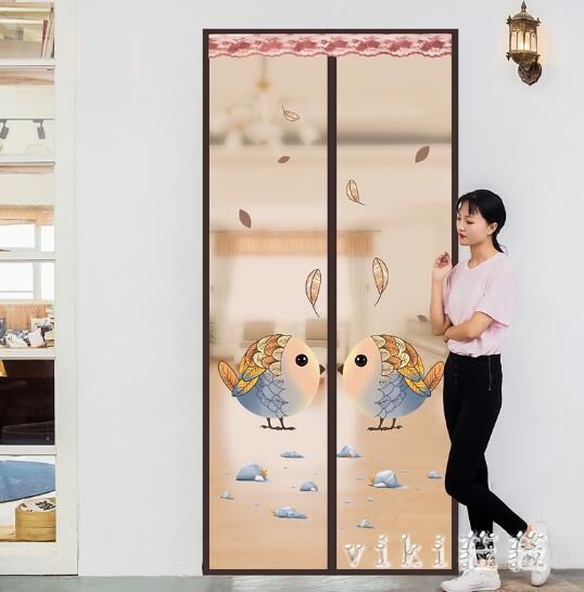 魔術貼卡通防蚊門簾夏季磁性紗門加密紗窗家用臥室隔斷簾免打孔 XN1734【VIKI菈菈】