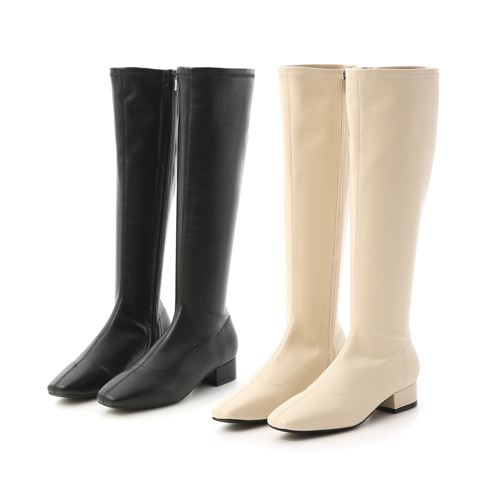 D+AF素面顯瘦感低跟長靴 膝下靴