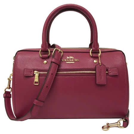 【COACH】前拉鍊兩用斜背波士頓包(漿果紅)