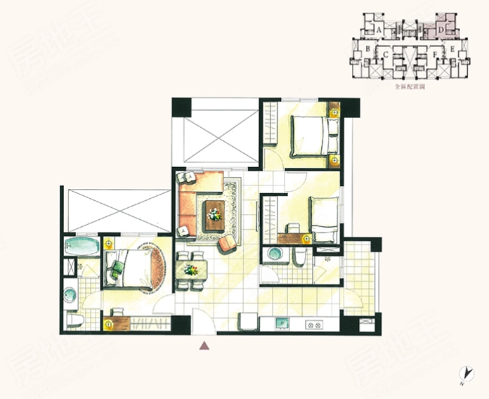 平面圖;設計圖;門窗;橫梁;柱體;空間配置;格局;採光;比例尺;家具;地板