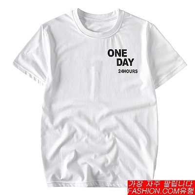 FASHION館 下北澤左胸one day落肩短T oversize情侶