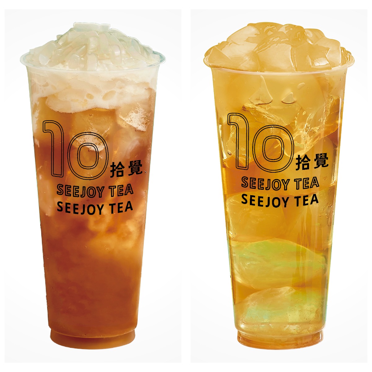 「拾覺」歡慶父親節，8/8前購買大杯「春梅綠」(右)+「火山荔枝風味冰茶」(左)享活動組合價68元(原價90元)，消暑又解渴！(圖片提供/拾覺SEEJOY TEA)