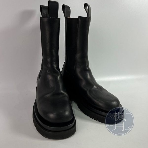 BRAND楓月 BOTTEGA VENETA 黑中高筒厚底靴 #37 精品鞋 厚底鞋 靴子 女鞋 穿搭 搭配 時尚流行