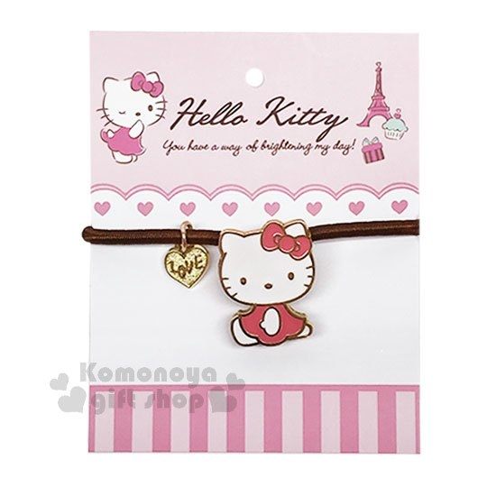 〔小禮堂〕Hello Kitty 造型彈力髮束《粉咖.側坐》髮圈.法式午後系列 4719585-00639