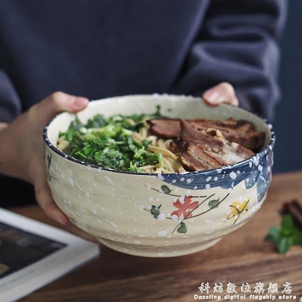 手繪釉下彩日式和風陶瓷大號面碗湯碗大碗沙拉碗泡面碗拉面碗家用 科炫數位