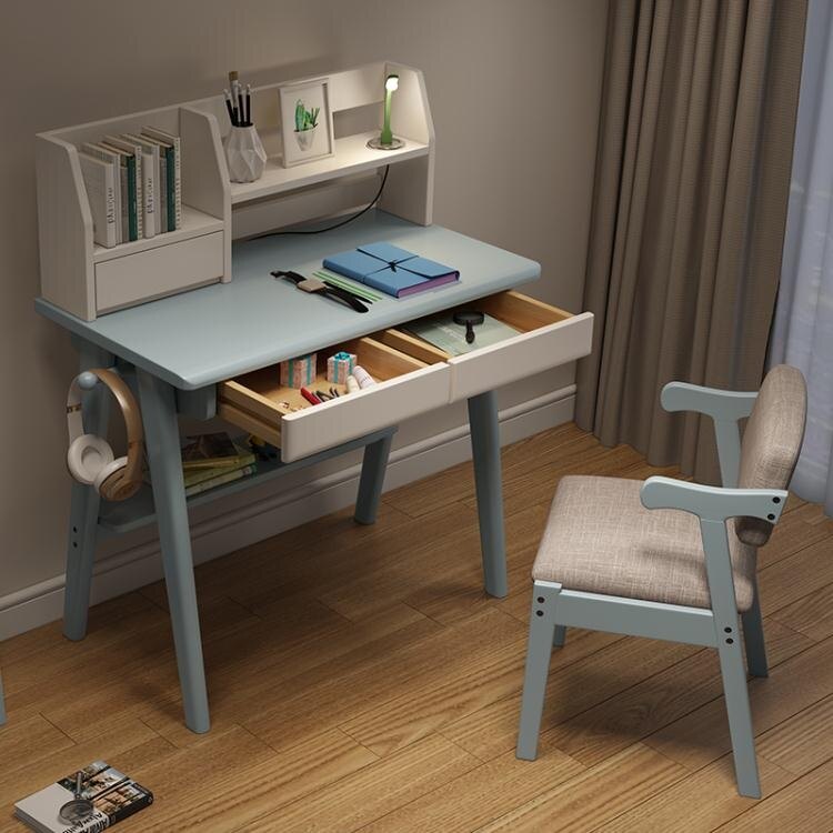 北歐全實木書桌迷你長60/70/80cm小戶型臥室兒童學習桌學生寫字台 中秋節全館免運