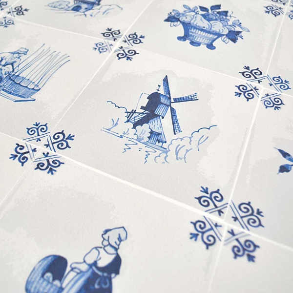 日本進口荷蘭製造 陶磁 磁磚紋 瓷磚紋 皇家台夫特藍陶工廠 台夫特藍陶