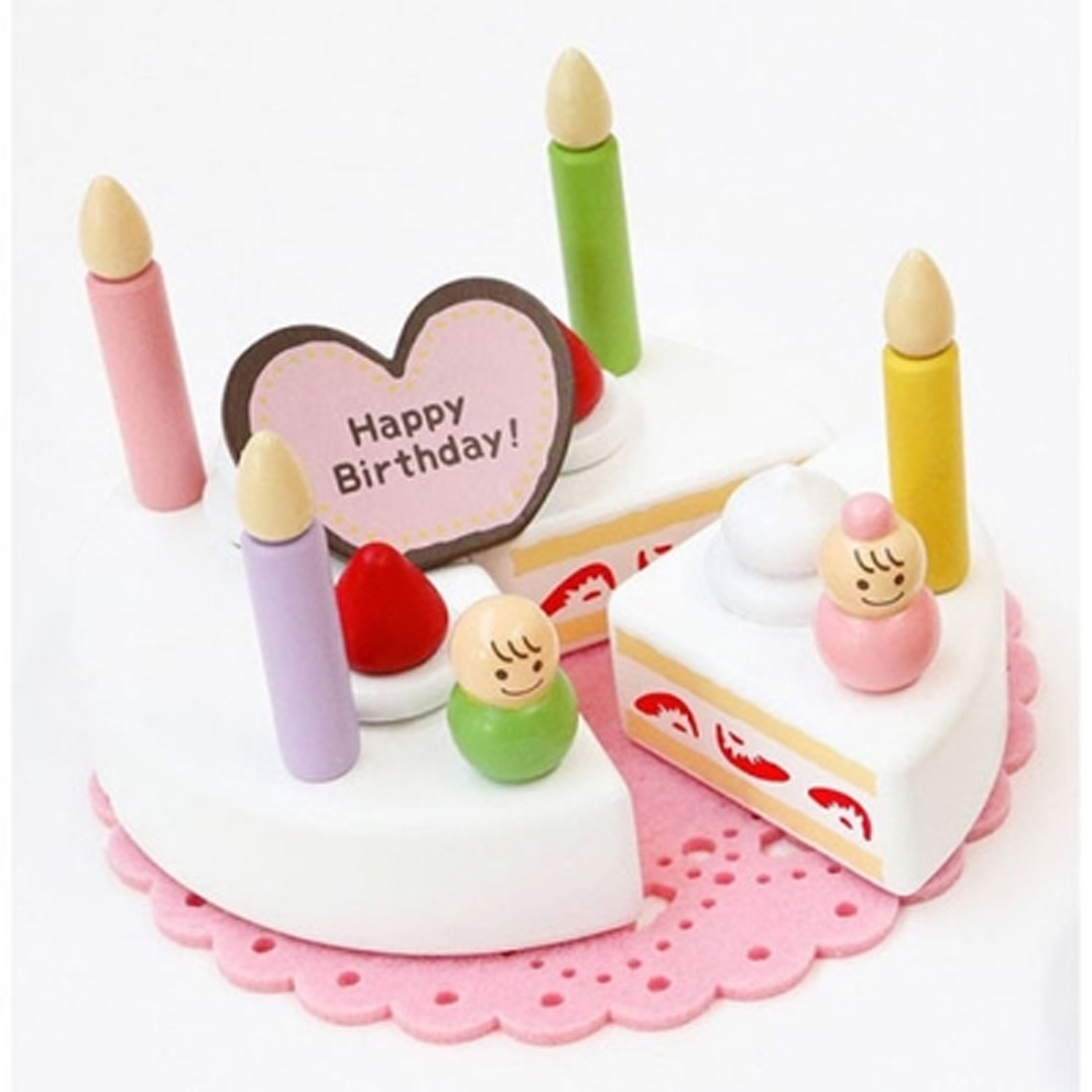 【日本銷售冠軍知育玩具】。WOODY PUDDY木製玩具新生日蛋糕組。做工精細、逼真，鮮艷又精緻的可愛設計。還能幫生日娃娃搭配萬聖節和聖誕節造型衣服。充滿各式節日氣氛！使用天然木材，無毒製作，安全無虞