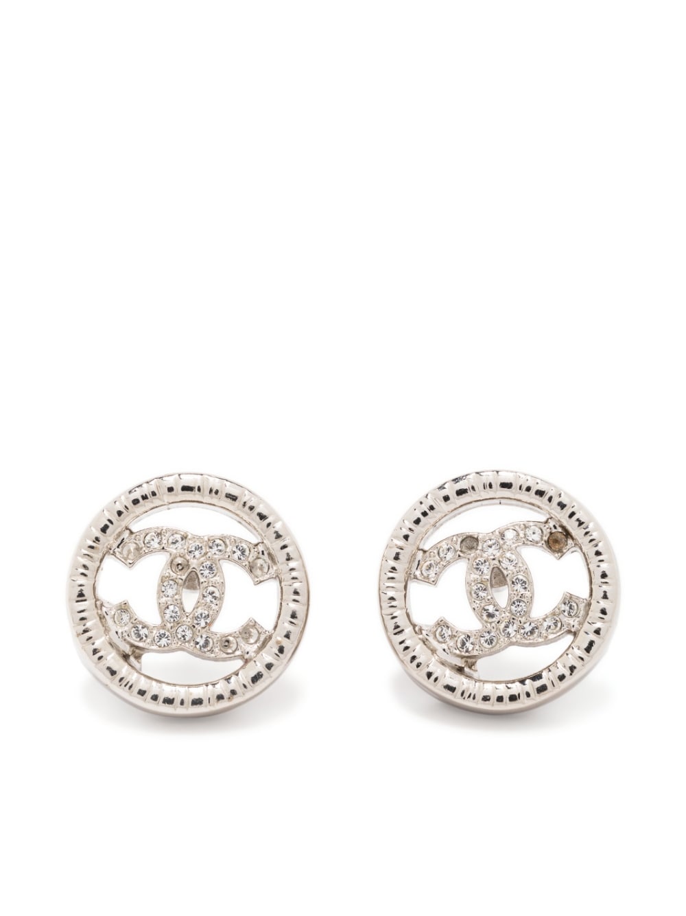 CHANEL Pre-Owned - 2000s CC rhinestone-embellished clip-on earrings - women - Metal (Other)/glass - One Size - Silver