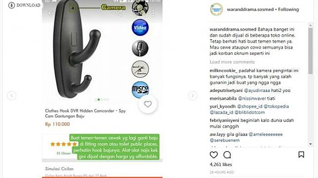 Heboh Gantungan Baju dengan Kamera Sembunyi, Dijual di Toko Online Bikin Resah Gan!