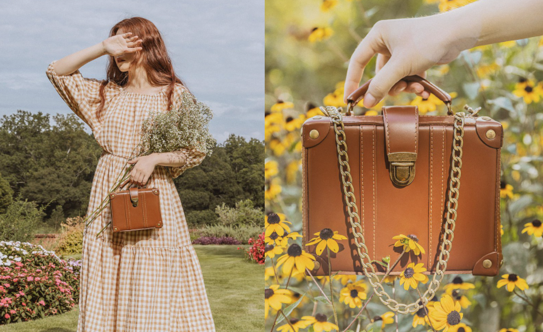 英倫牛皮復古 小行李箱 迷你鏈條包