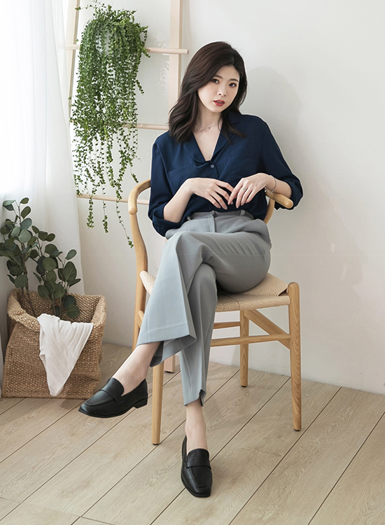 D+AF復古小方頭低跟樂福鞋 樂福鞋穿搭 女