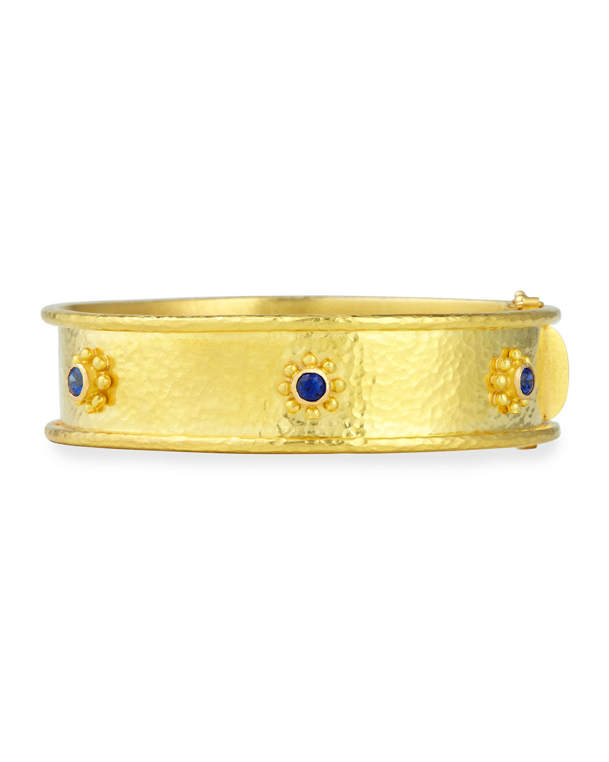 19k Gold Bangle Bracelet with Blue Sapphires