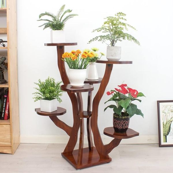 花架 客廳實木花架室內落地多層木質綠蘿植物置物架中式簡易木頭花架子 星河光年DF