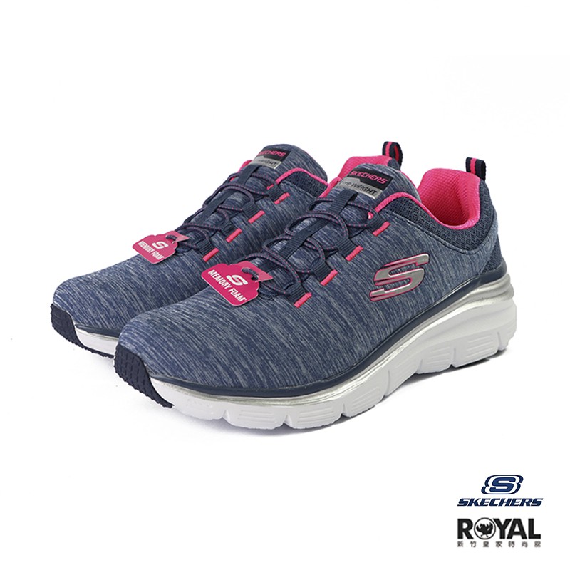 Skechers Fashion Fit 灰藍色 織布休閒運動鞋 女款NO.I9744【新竹皇家 12716NVHP】