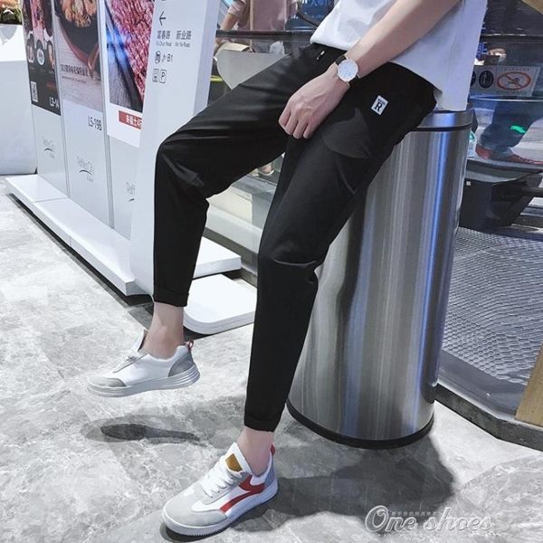 休閒長褲 褲子男正韓潮流休閒褲學生運動褲修身型迷彩小腳褲男褲速干褲 阿宅便利店