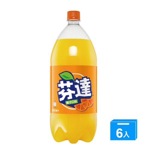 芬達橘子汽水寶特瓶2000ml*6入/箱【愛買】