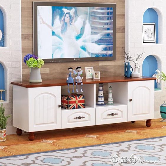 新品電視櫃簡約現代茶幾套裝家具地中海臥室地櫃小戶客廳電視機櫃