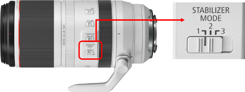 RF100-500mm F4.5-7.1L IS USM 鏡頭提供三種 IS 防震模式。