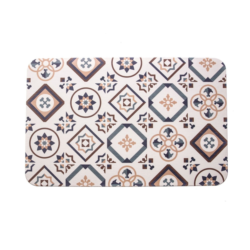 花磚珪藻土吸水地墊40x60cm-英倫假期