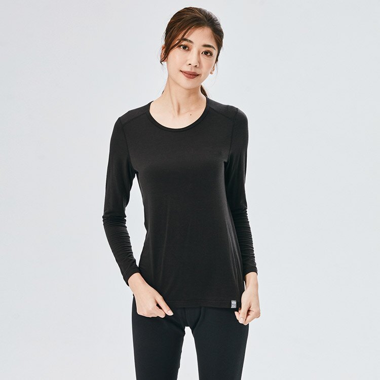 ADISI 女美麗諾混紡羊毛圓領彈性保暖衣AU2021031 (S-XL) / 城市綠洲 (抗靜電 抗菌 抑菌 消臭 透氣 發熱衣 衛生衣)