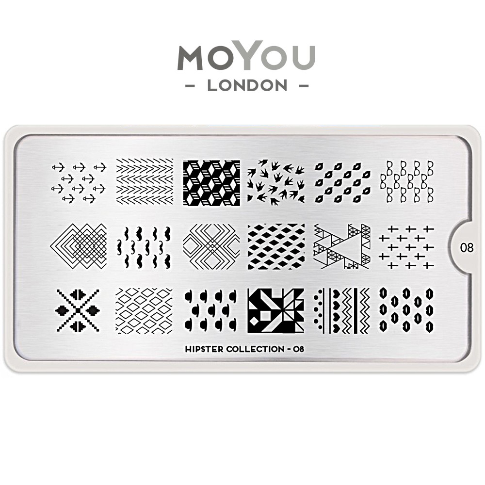 MoYou指彩印花MoYou-London Nail Art Image PlateHipster Collection.這系列充滿了人文色彩，特別是格紋的圖案，一直以來不論是在服裝或是配飾上，都是流