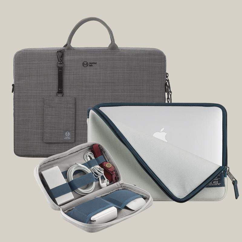 《最強 New Macbook Air 13吋收納組》防潑公事包+彈性軟墊保護袋+多隔層線材收納包 F. CLIP公事包橘+CAPRE 13