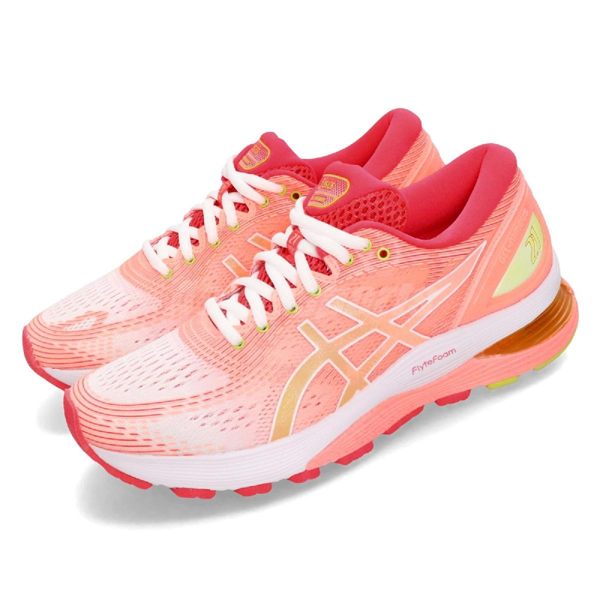 Asics 慢跑鞋 Gel-Nimbus 21 粉紅 螢光黃 漸層 女鞋 運動鞋 【PUMP306】 1012A611100