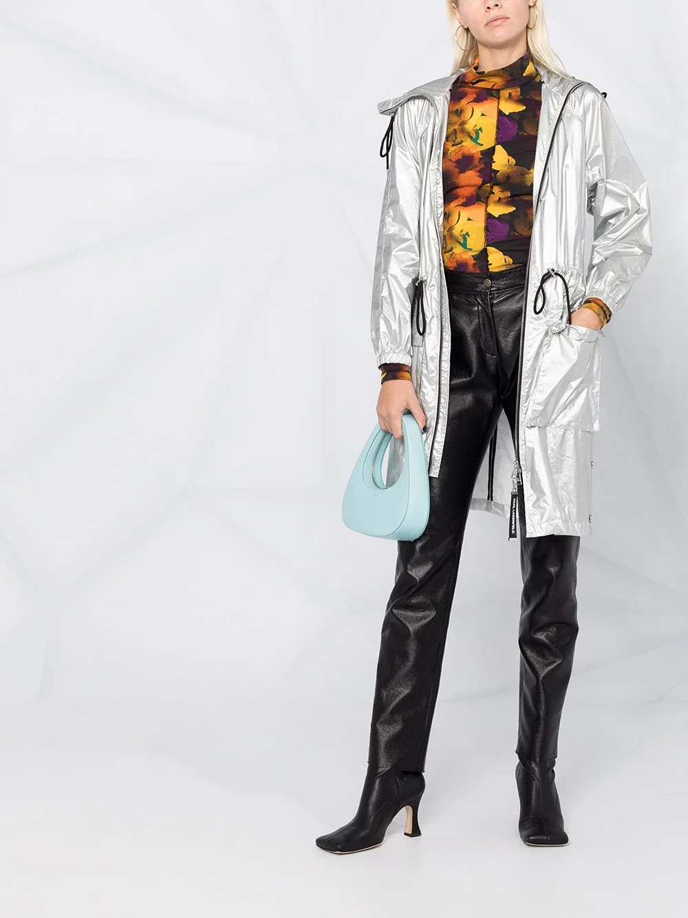 Karl Lagerfeld metallic hooded raincoat