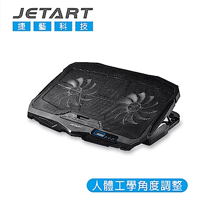 多段式人體工學角度調整 可調速超靜音冷光雙風扇 冷藍光LCD風量顯示螢幕 雙USB接口，不佔用連接埠 14 ~ 17吋筆電皆適用