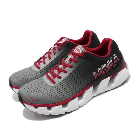 品牌: HOKA ONE ONE 型號: HO1019267BRNR 品名: M Elevon 特點: 弧形鞋底 輕量 緩震 透氣包覆 黑 紅