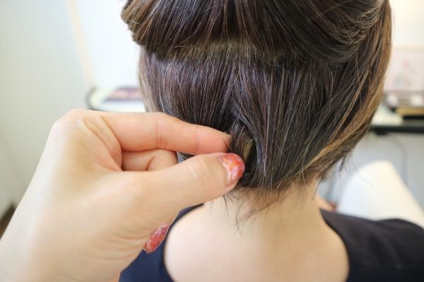 伸ばしかけボブでもok 襟足すっきり お団子ヘアアレンジ