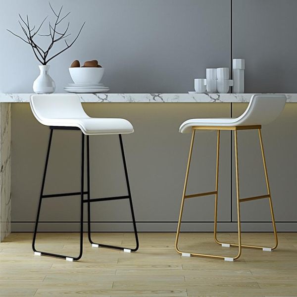 全館85折北歐吧臺椅咖啡廳休閒凳簡約吧凳設計師鐵藝金色高腳椅軟墊酒吧椅