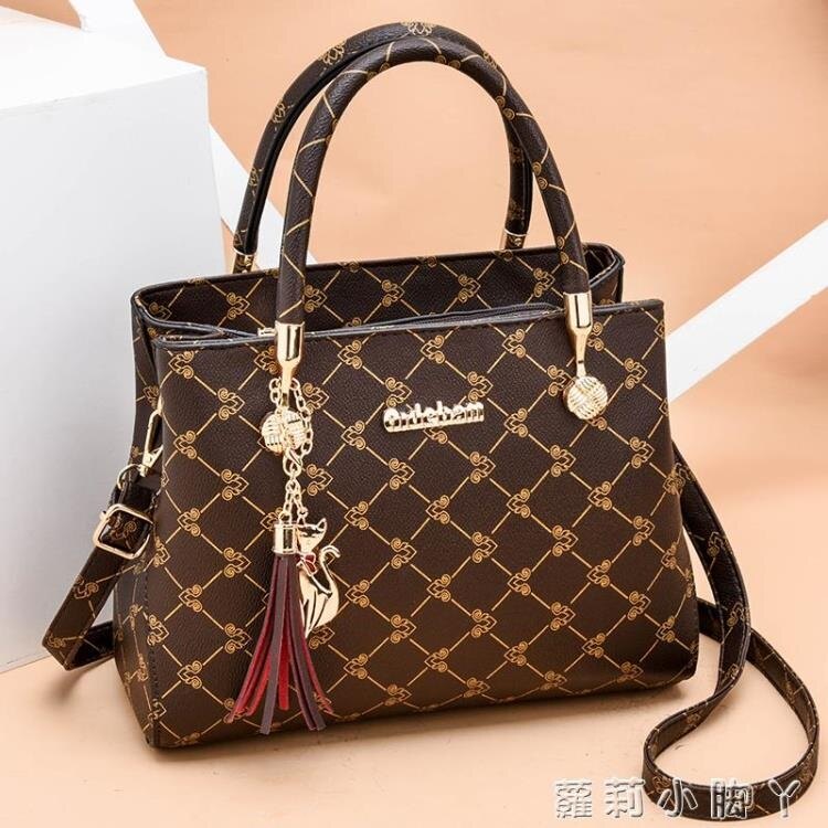 媽媽包包女2021新款女士手提包時尚大氣大容量斜挎包婆婆中年女包 摩可美家