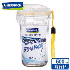 【Glasslock】強化玻璃環保攜帶型水杯500ml一入 - 晶透黃
